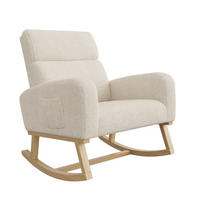 SCHAUKELSTUHL Beige Sherpa Mit Massivholzbeinen Skandinavisch - Beige, Holz (69.2/87/78.5cm)