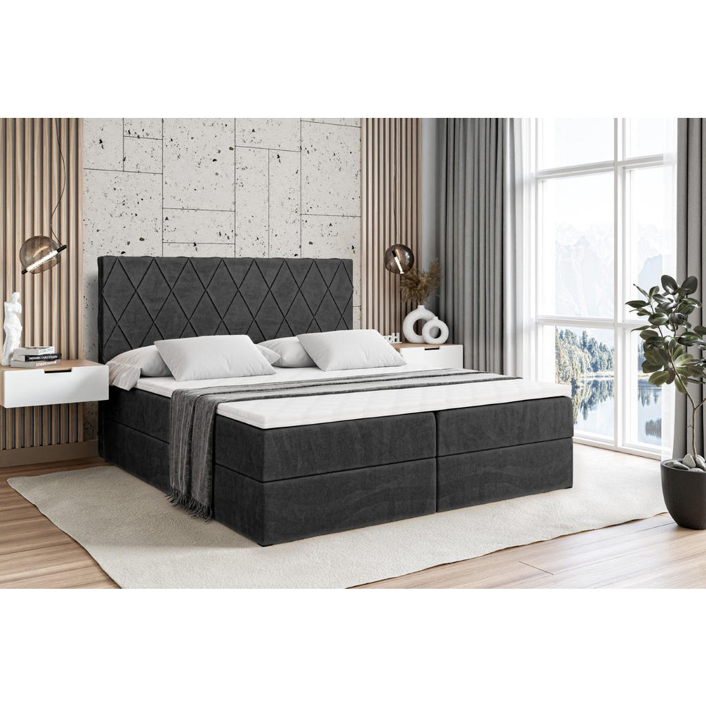 Thumbnail - Altdecor Boxbett, Schwarz, Holzwerkstoff, Höhe ca. 20 cm, 180x200 cm, Schlafzimmer, Betten, Boxspringbetten