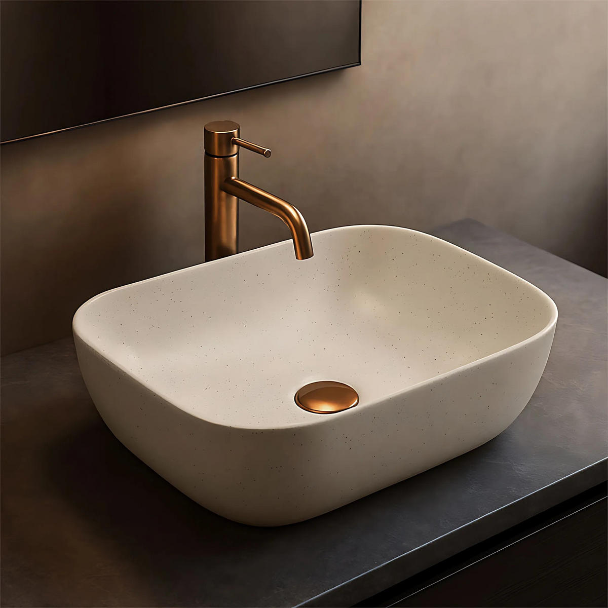 AUFSATZWASCHBECKEN BELINDA SANDY 46,5/33/13,5 cm - Hellgrau, Keramik (46.5/13.5/33cm) - REA