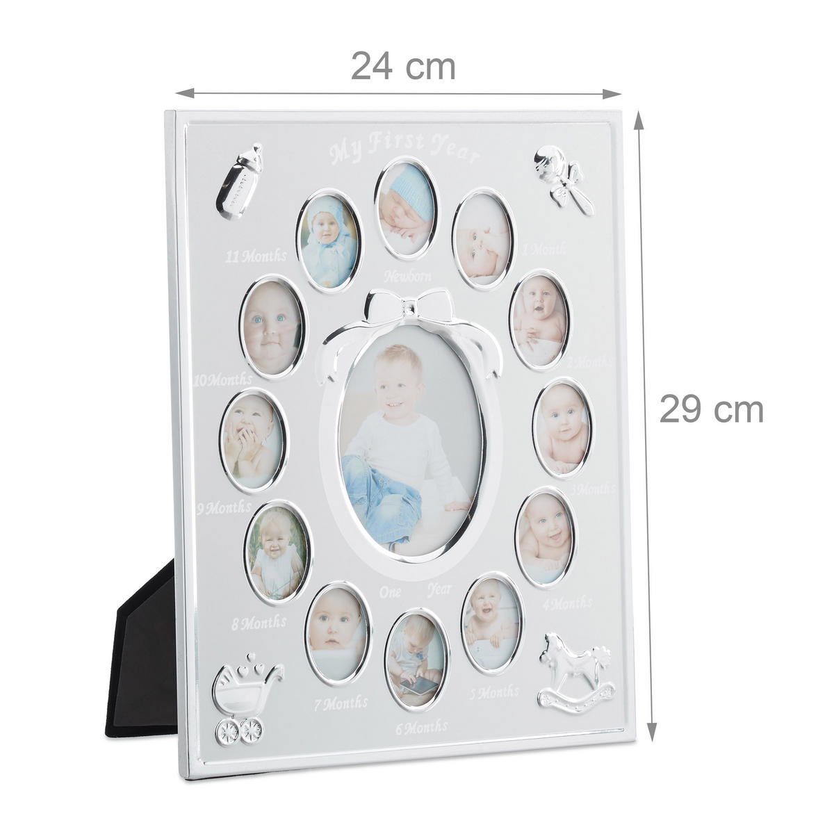 BABYBILDERRAHMEN - Weiß, Papier/Metall (24/29/1cm) - Relaxdays