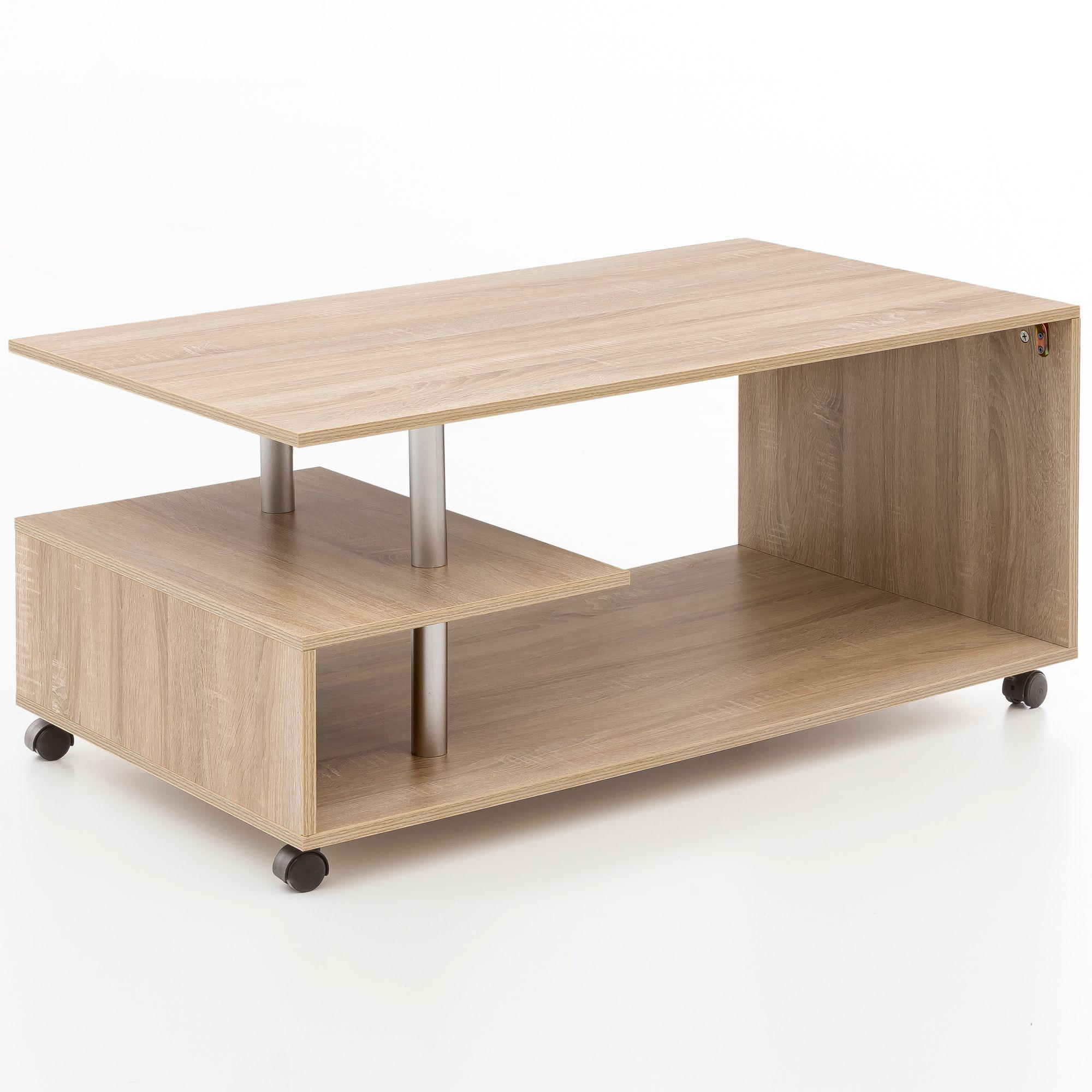 COUCHTISCH Eleganza in Grau, Melaminharzbeschichtung, mit geräumigen Ablageflächen - Beige/Schwarz, Holz (60/105/48cm) - KADIMA DESIGN