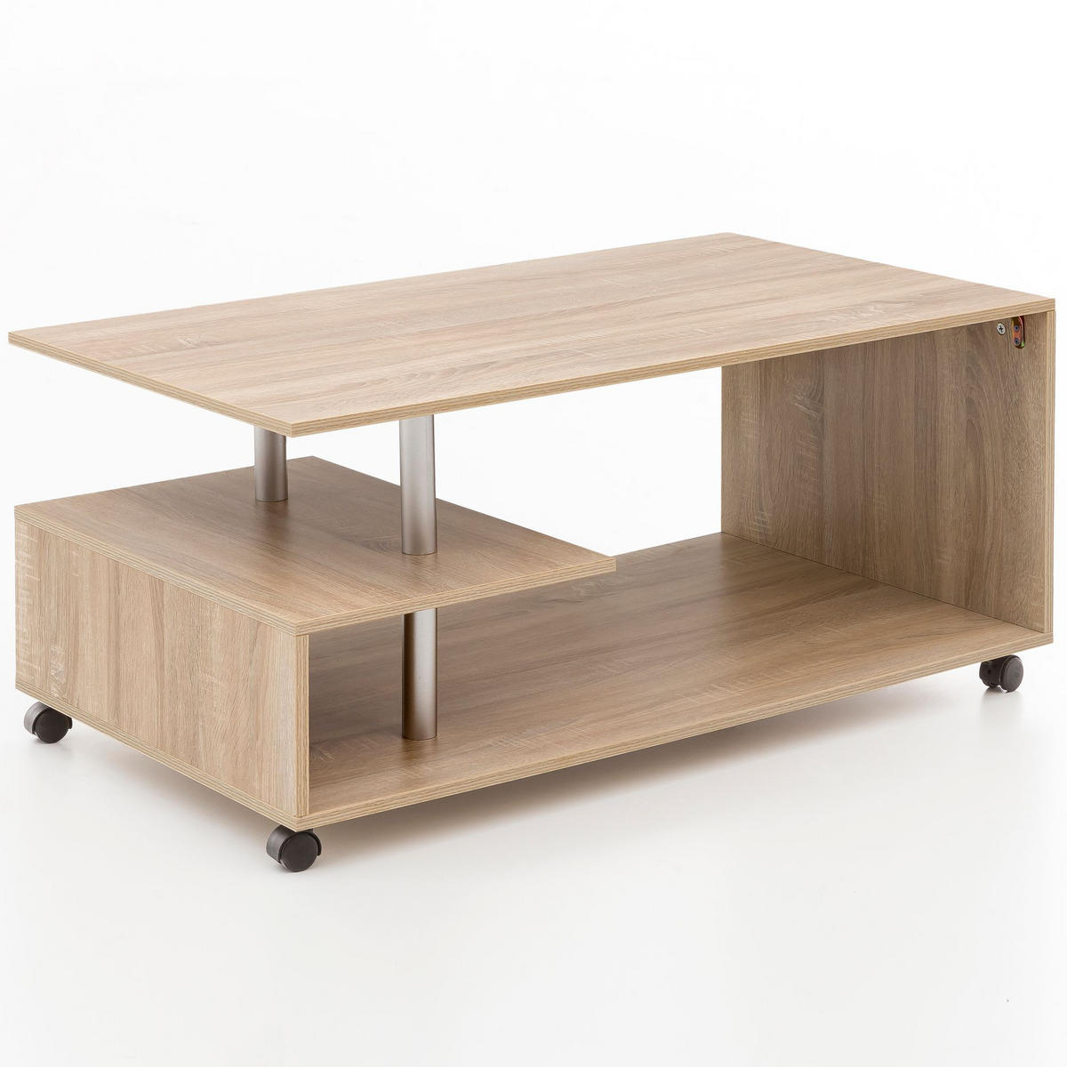 COUCHTISCH Eleganza in Grau, Melaminharzbeschichtung, mit geräumigen Ablageflächen - Beige/Schwarz, Holz (60/105/48cm) - KADIMA DESIGN