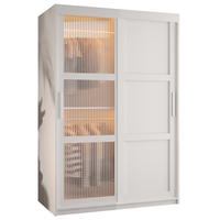 SCHWEBETÜRENSCHRANK 200/120/62 2-türig - Silberfarben/Weiß, Holz/Kunststoff (120/200/62cm) - Abiks Möbel