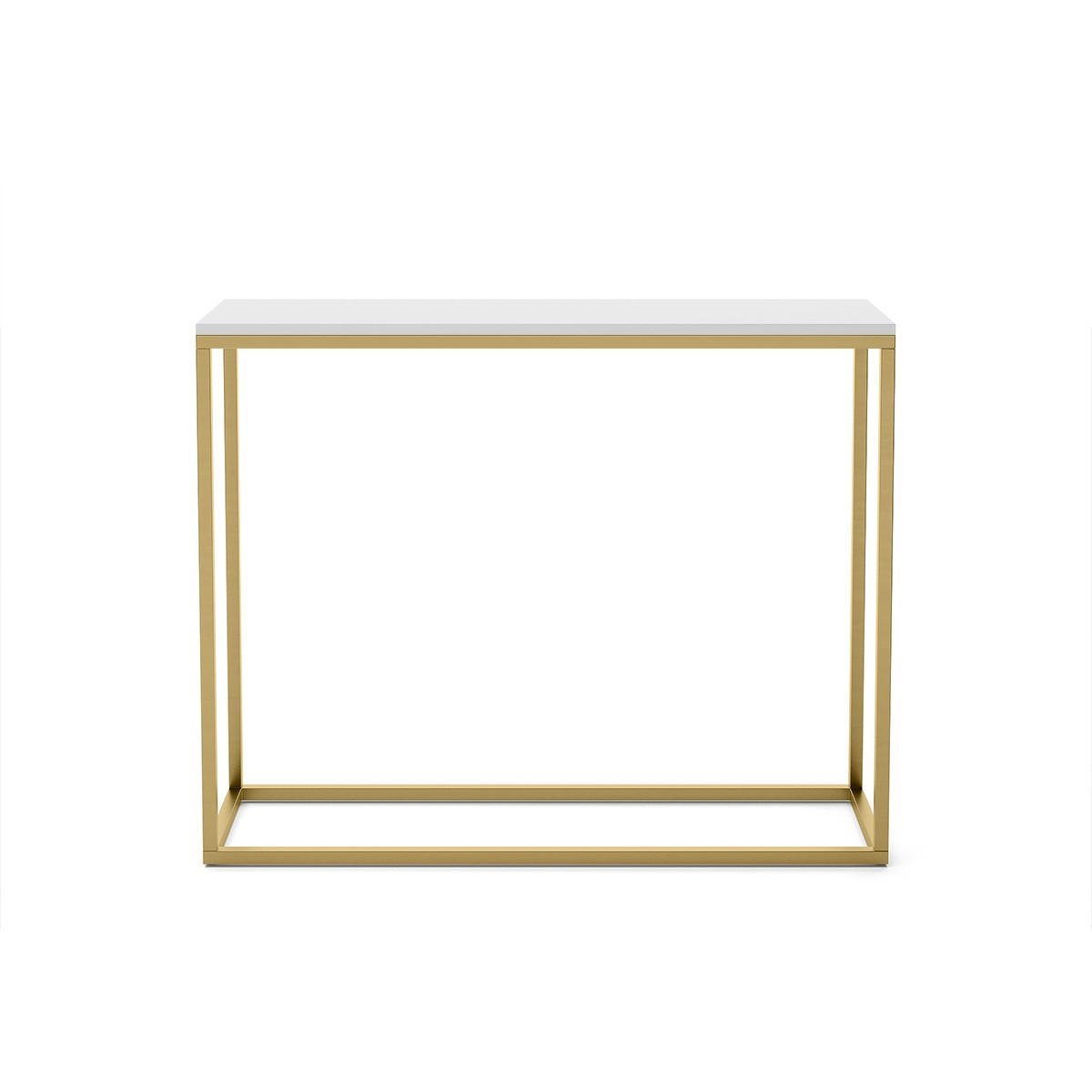 KONSOLENTISCH Well 100 Weiß, Goldene Beine - Goldfarben/Weiß, Holzwerkstoff/Metall (25/100/80cm) - Bettso