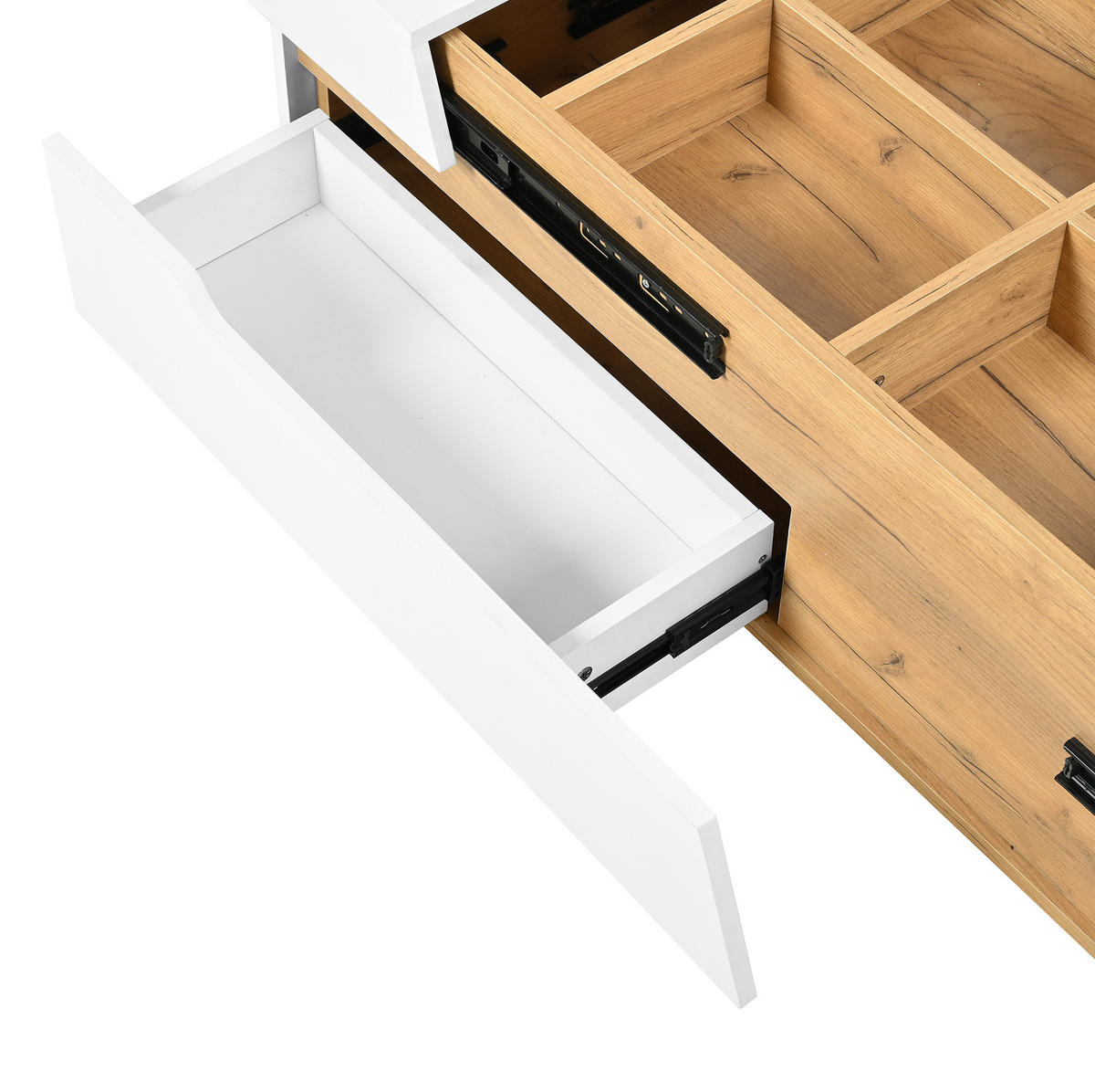 COUCHTISCH 120/50/37.5 cm in Weiß/Holzoptik aus MDF mit Schiebefunktion - Naturfarben, Holzwerkstoff (120/50/37.5cm) - OKMYHOME
