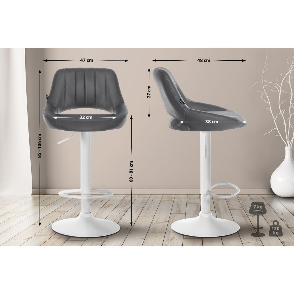Thumbnail - CLP Barhocker, Grau, Textil, 47x85x48 cm, Esszimmer, Barmöbel, Barhocker