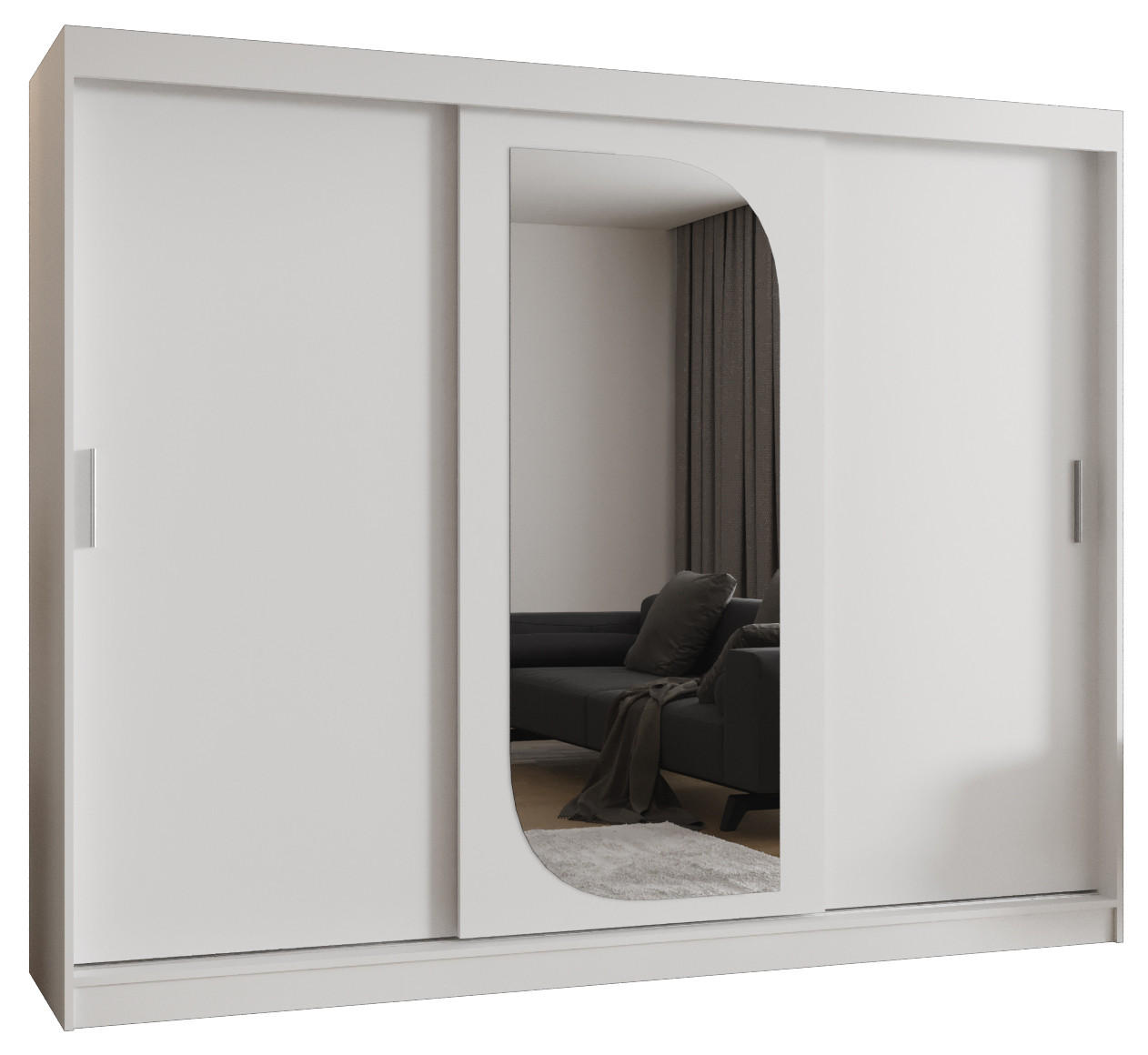 SCHWEBETÜRENSCHRANK 200/250/62 3-türig - Silberfarben/Weiß, Holz (250/200/62cm) - MÖBEL KRYSPOL