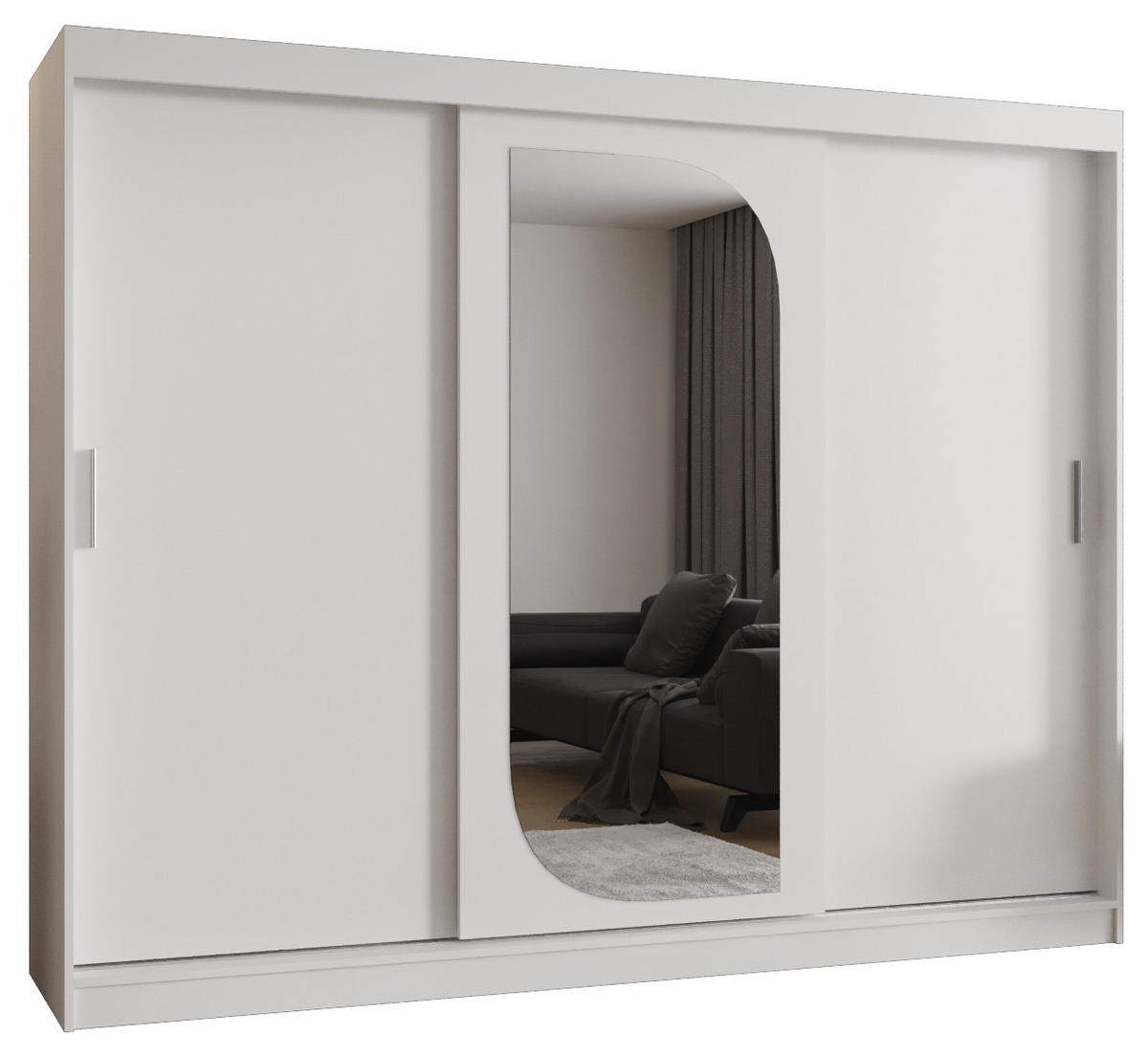 SCHWEBETÜRENSCHRANK 200/250/62 3-türig - Silberfarben/Weiß, Holz (250/200/62cm) - MÖBEL KRYSPOL