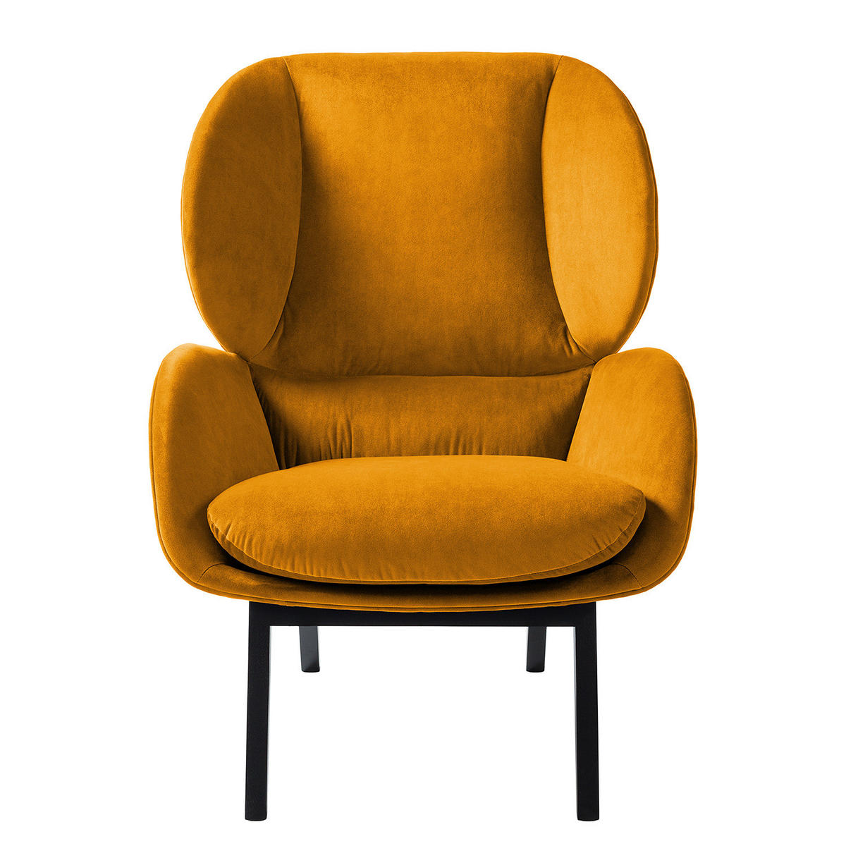 SESSEL - Schwarz/Orange, Eichenholz/Textil (82/102/90cm) - home24