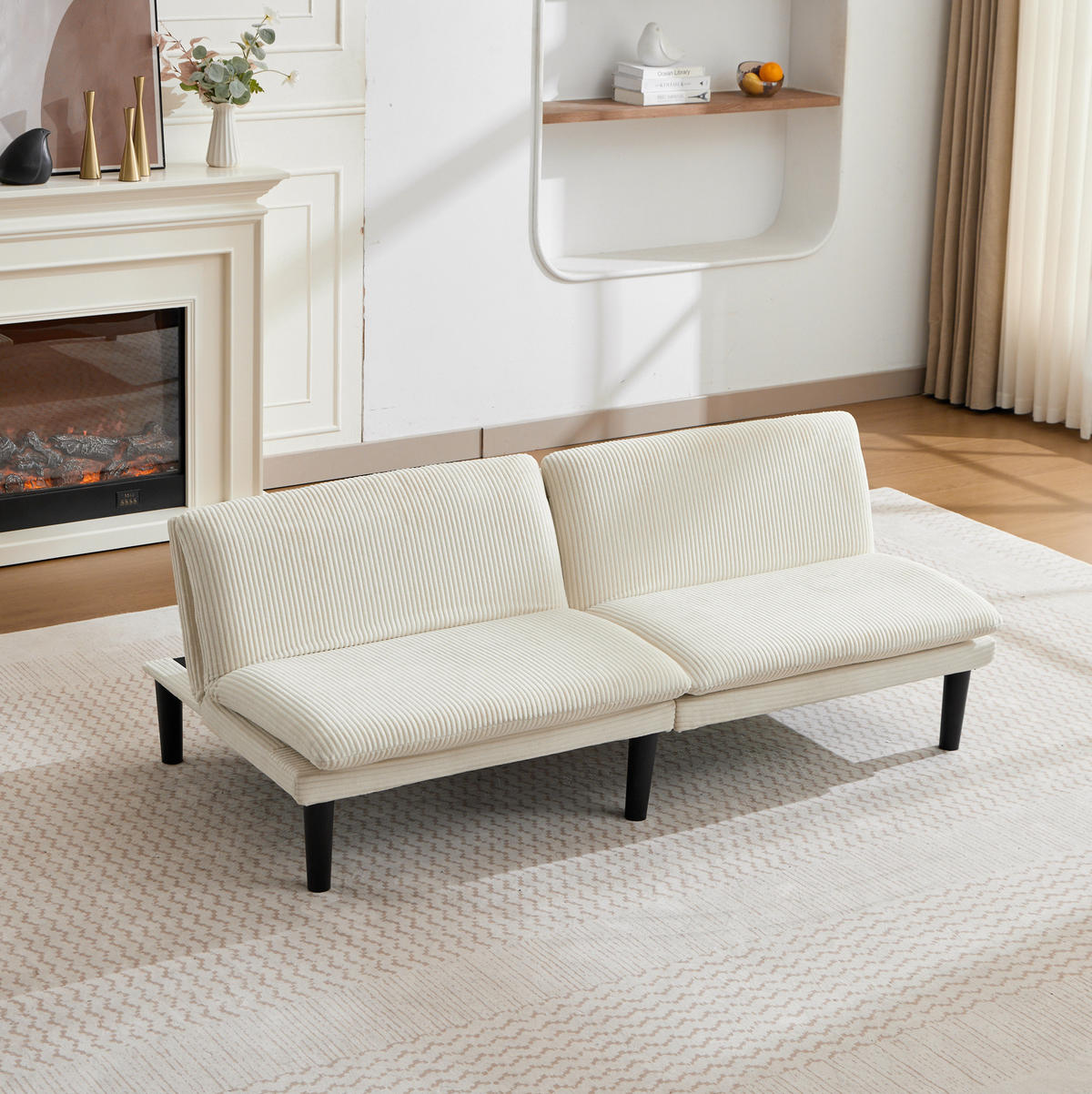 SOFA 2-Sitzer mit verstellbarer Rückenlehne Beige - Beige, Holzwerkstoff (168/67/86cm) - Meubliv