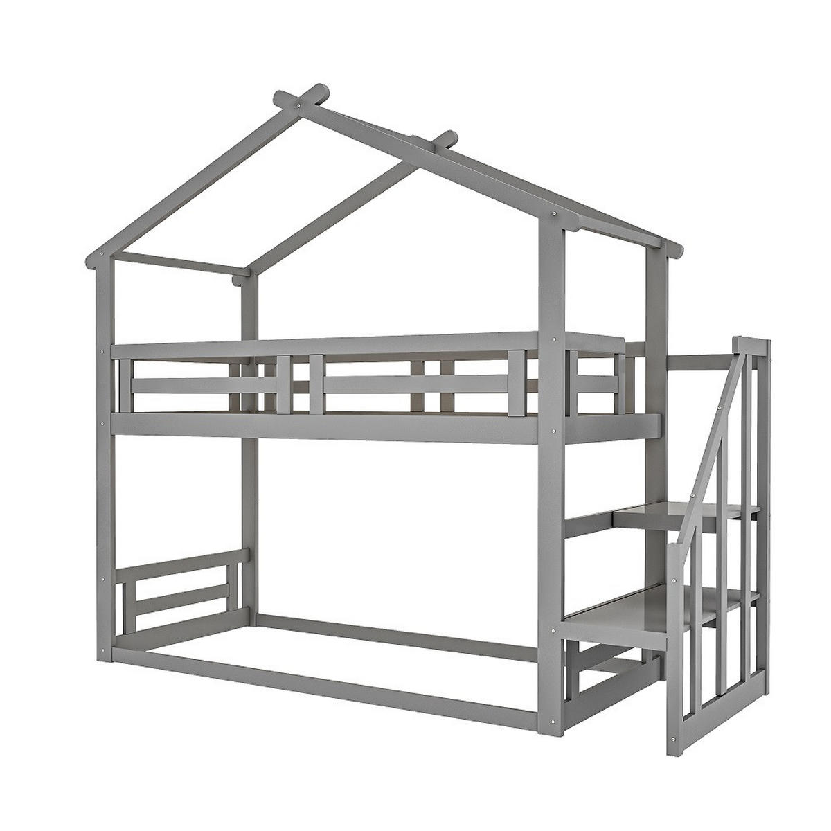 HAUSEBETT 90/200 cm mit Lattenrost in Grau - Grau, Holz (90/200cm) - KOMHTOM