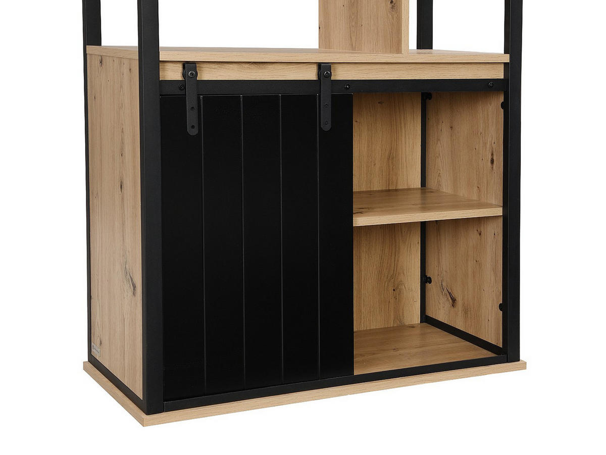 BÜCHERREGAL - 80 cm x 35 cm - holz - schwarz, naturfarben hell Yalena - Schwarz/Naturfarben, Holz/Metall (80/180/35cm) - Vente-Unique