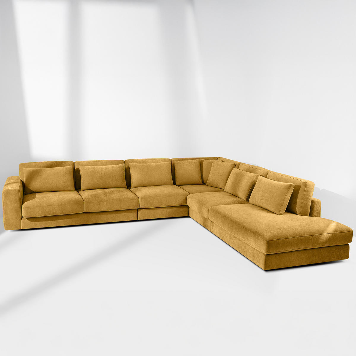 ECKSOFA XL rechts VERUS - Gelb, Holz/Holzwerkstoff (377/328cm) - KONSIMO®
