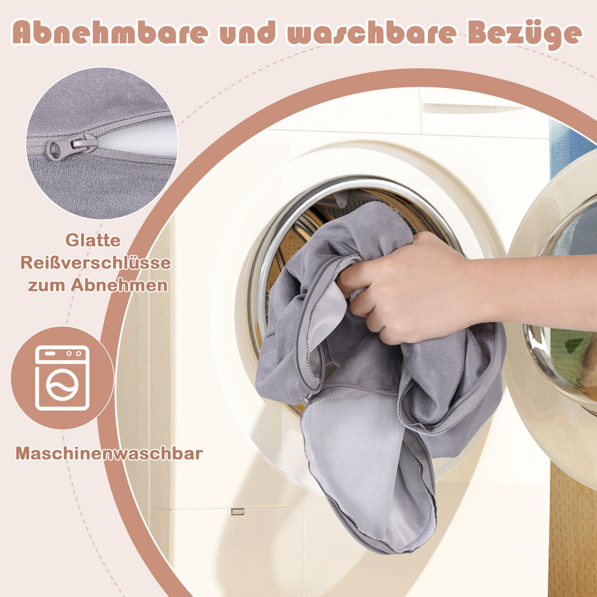KINDERSOFA 60cm Grau - Grau, Textil (72/60/142cm) - COSTWAY