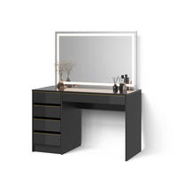 SCHMINKTISCH Imola Schwarz/Gold 120 cm mit LED-Spiegel - Goldfarben/Schwarz, Holzwerkstoff (120/75/55cm) - Livinity®