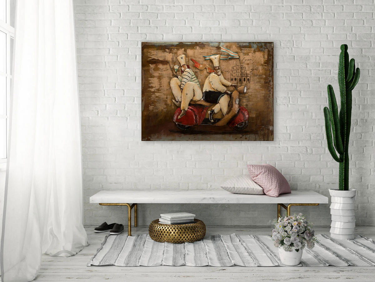 METALLBILD Rot 100/70 cm - Beige/Rot, Metall (4.6/70cm) - KUNSTLOFT