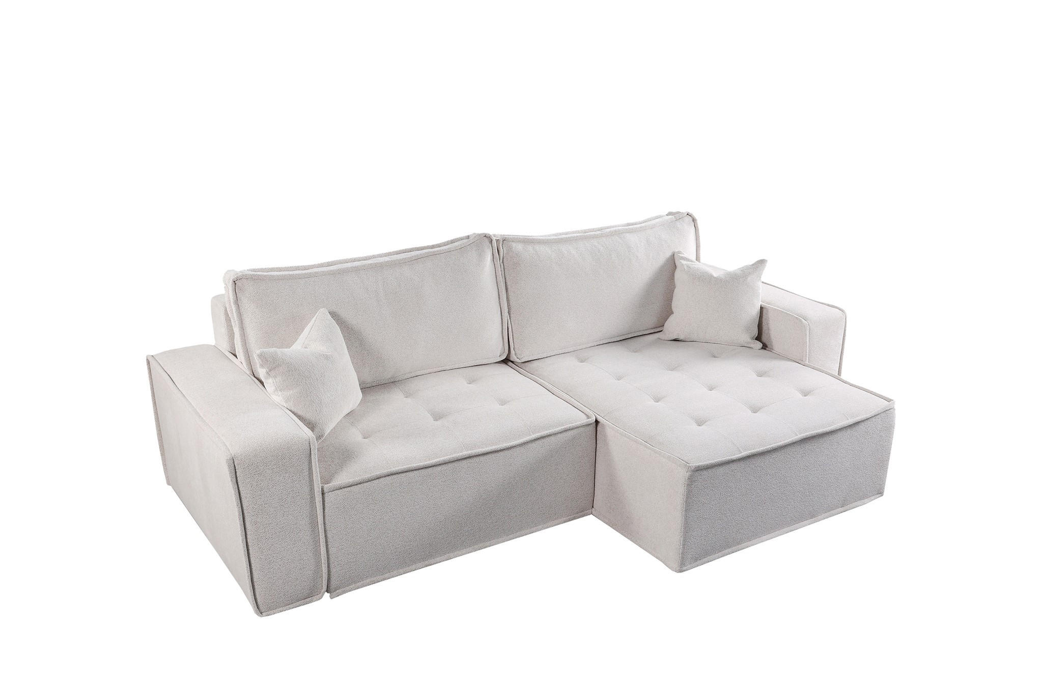 ECKSOFA Schlafsofa Flosi In Raven - Weiß, Holzwerkstoff/Textil (248/140cm) - Fun Möbel