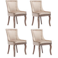 ESSZIMMERSTUHL gepolstert Samt Beige Massivholzgestell 4er-Set - Beige, Holz (61/91/55.1cm) - Meubliv