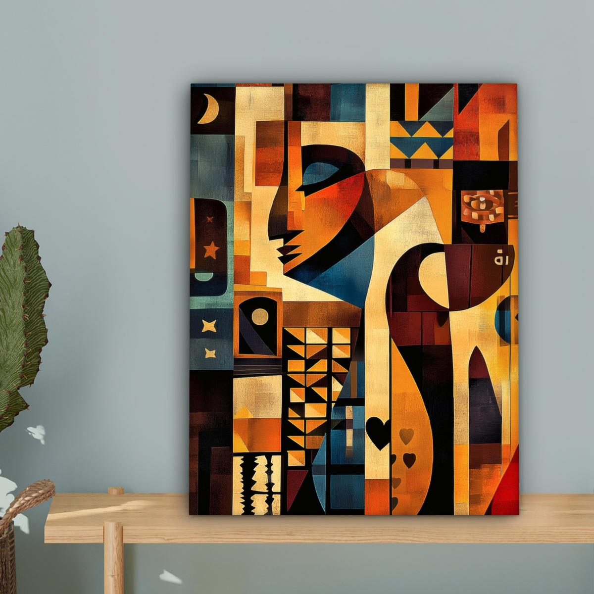 LEINWANDBILD Figuren - Abstrakt - Symbole 30x40 cm - Terracotta, Textil (30/40cm) - MuchoWow