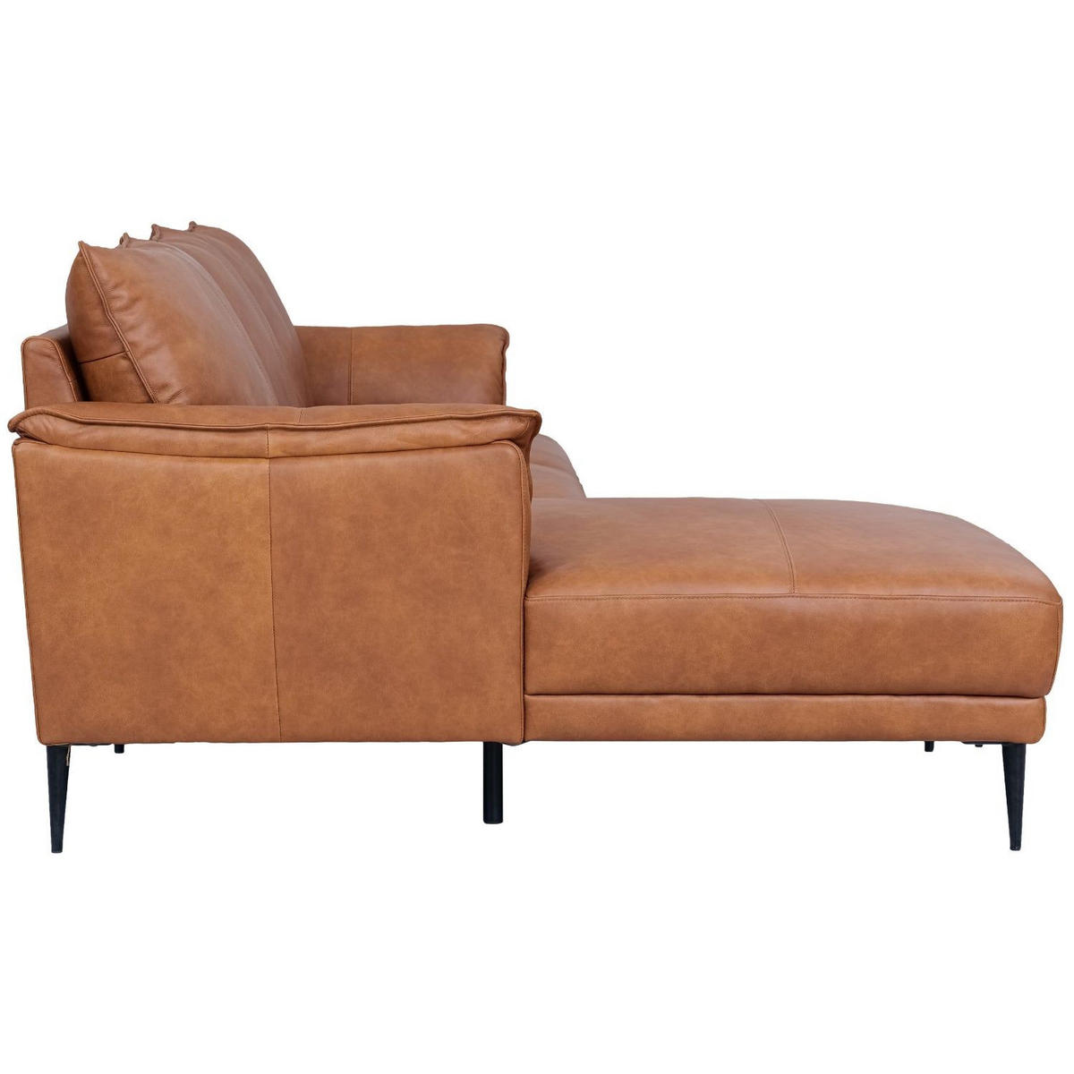 ECKSOFA Echtleder Cognac Braun - Schwarz/Braun, Leder/Metall (233/155cm) - Furnhouse