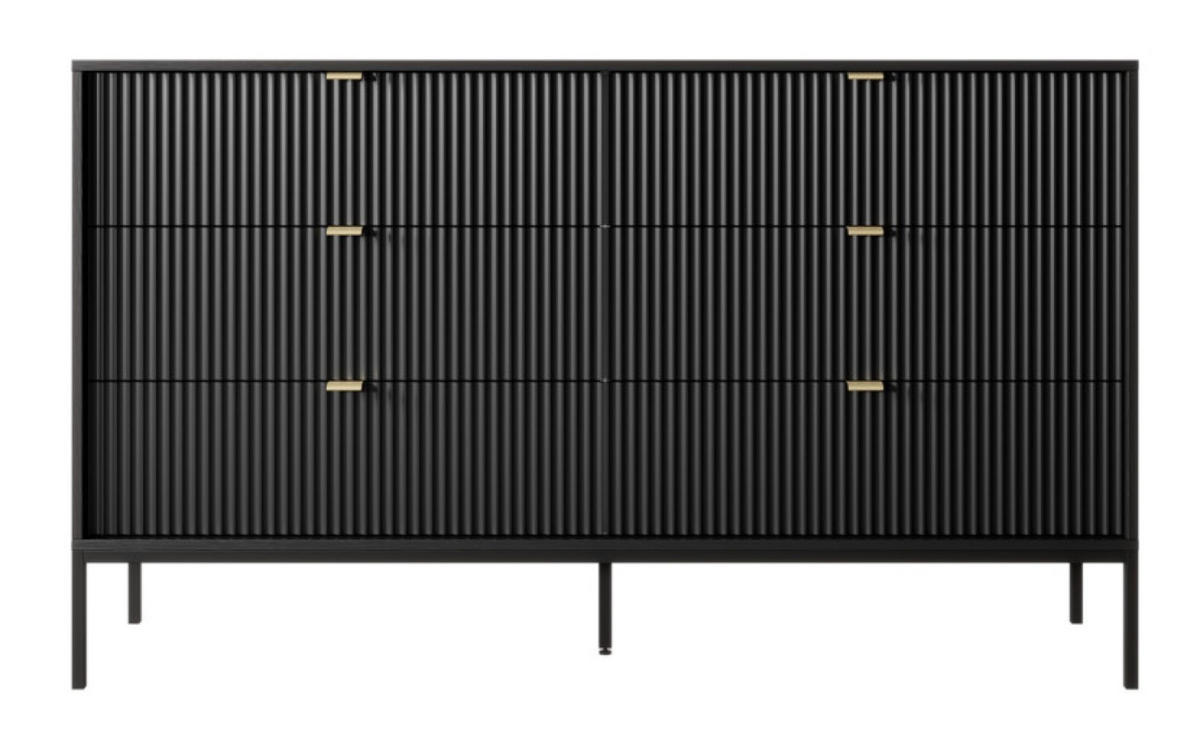 SIDEBOARD Schwarz KS154 Glamour Stil - Schwarz, Holzwerkstoff (154/91/39cm) - Sepro Meble