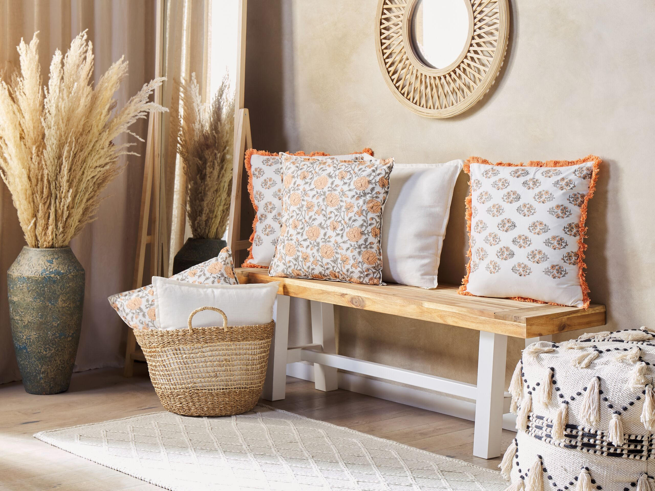 DEKOKISSEN 2er-Set Cremeweiß 45/45 cm Meadia - Ecru, Naturmaterialien/Textil (45/45cm) - Beliani