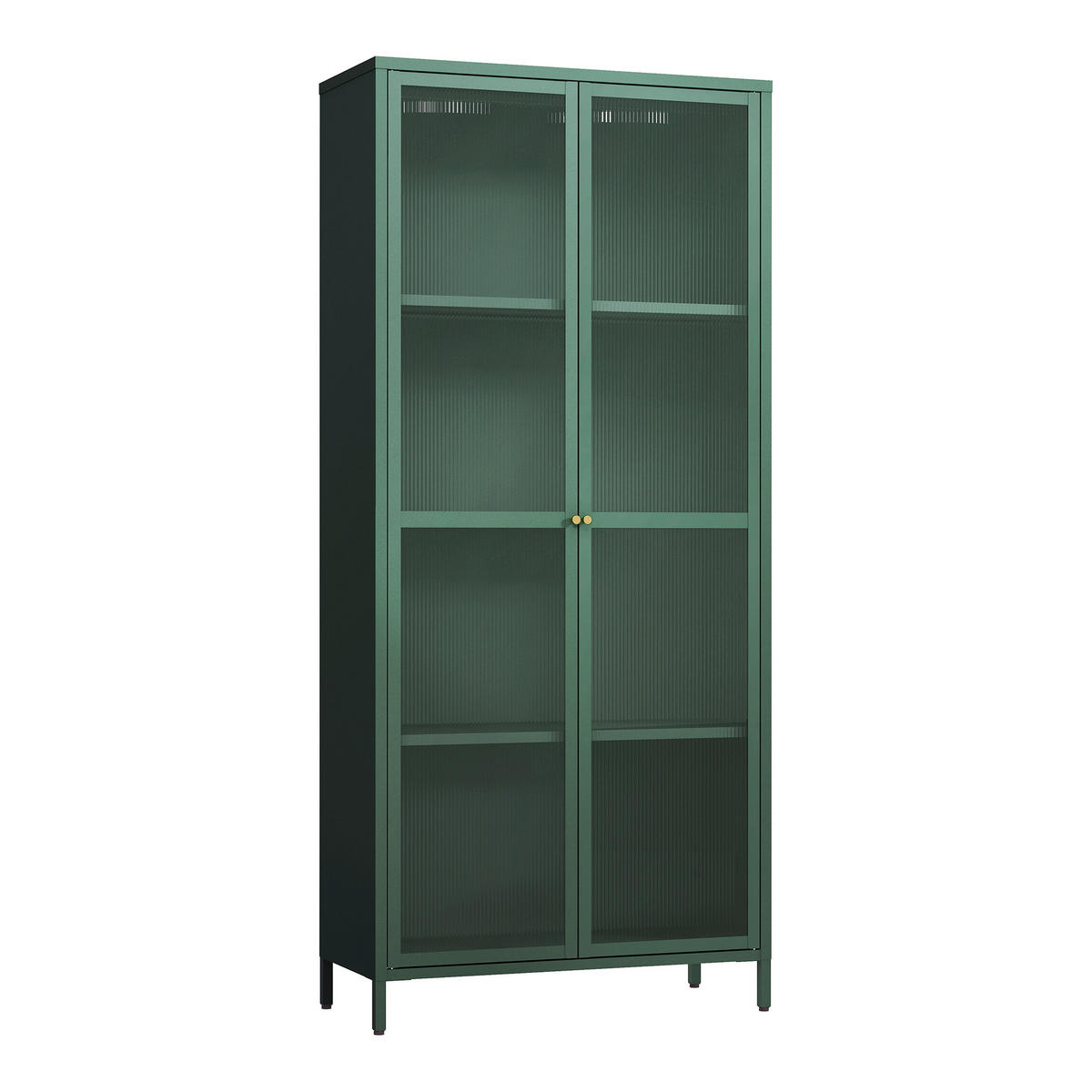 VITRINENSCHRANK Säkylä - Dunkelgrün, Glas/Metall (80/180/35cm) - [en.casa]