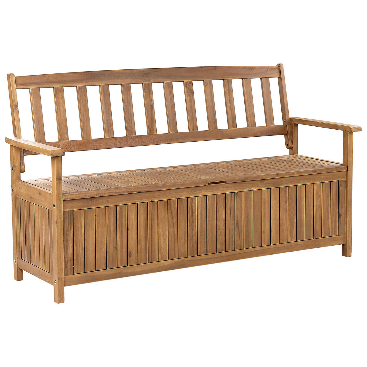 GARTENBANK 3-Sitzer Heller Holzfarbton Sovana - Hellbraun/Rot, Holz (160/91/60cm) - Beliani