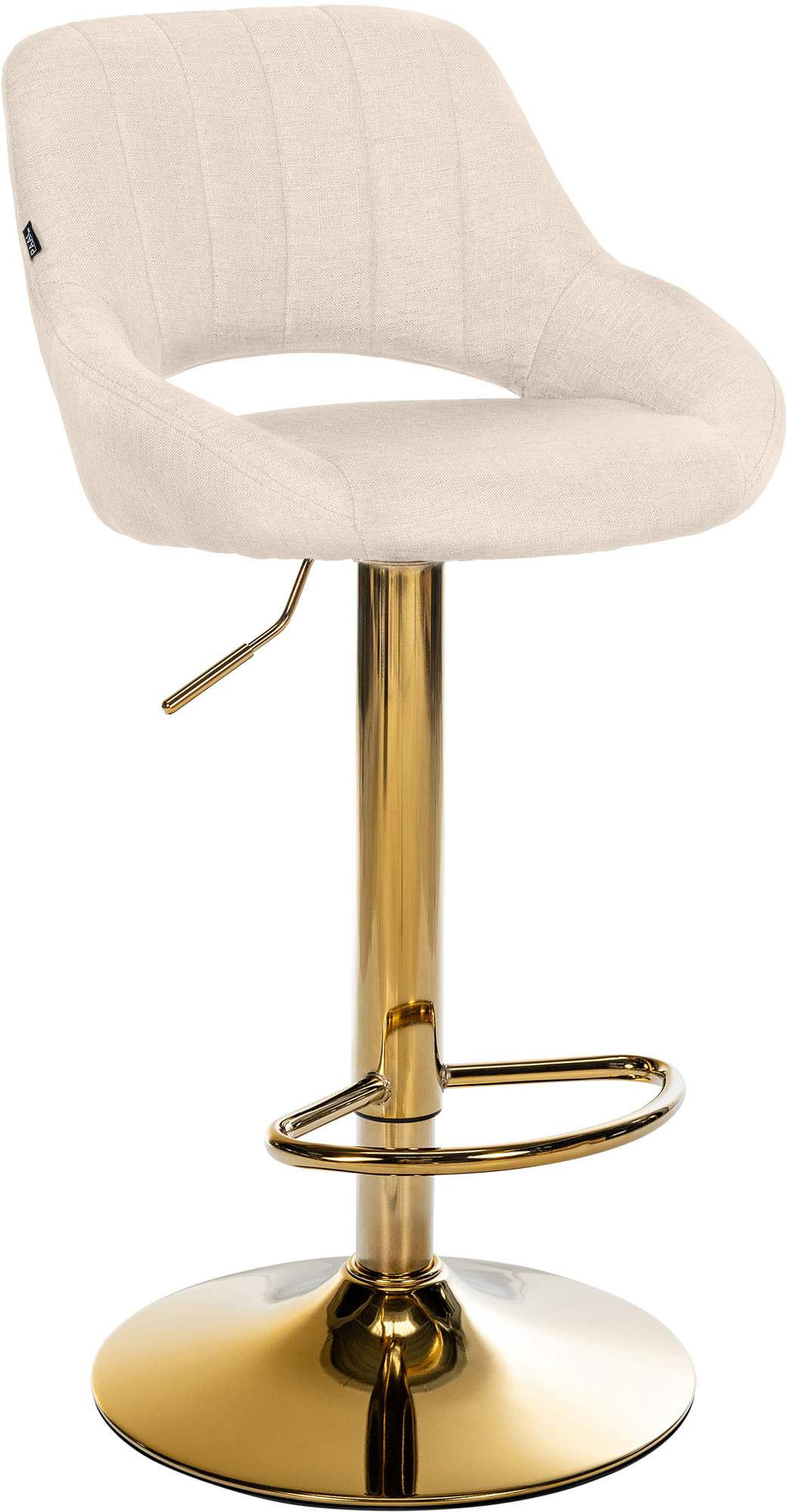 BARHOCKER Stoff Creme - Goldfarben/Creme, Textil/Metall (47/85/48cm) - CLP
