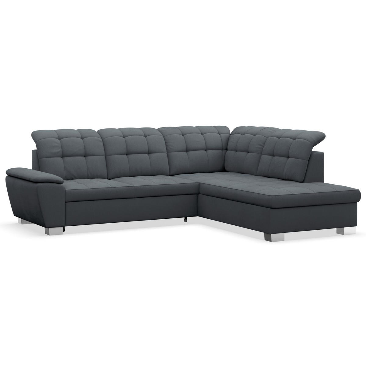 ECKSOFA Jamaal Dunkelgrau rechtsseitig - Dunkelgrau/Schwarz, Textil (258/212cm) - Selsey