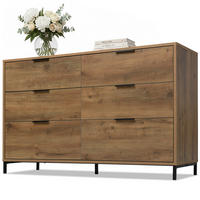 KOMMODE in Dunkle Eichefarben Sideboard mit 6 Schubladen für Schlafzimmer und alle Wohnräume, B120/T40/H76 cm - Eichefarben/Schwarz, Holzwerkstoff/Metall (120/76/40cm) - STILVORA
