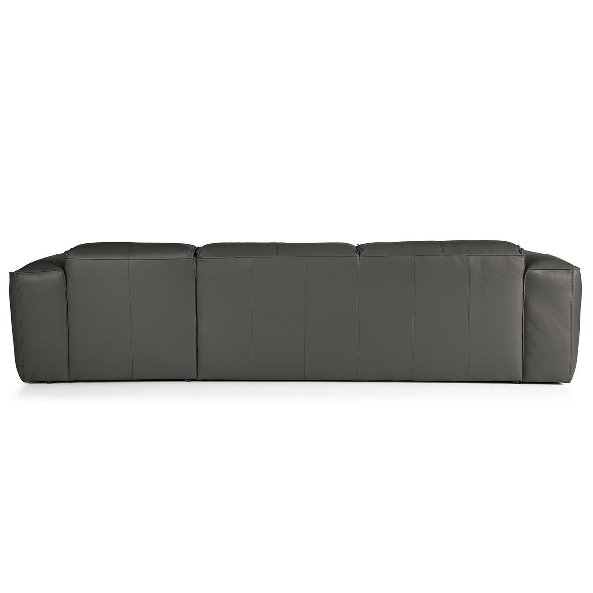 3-SITZER ECKSOFA mit Longchair - Schwarz/Grau, Leder/Kunststoff (284/173cm) - home24