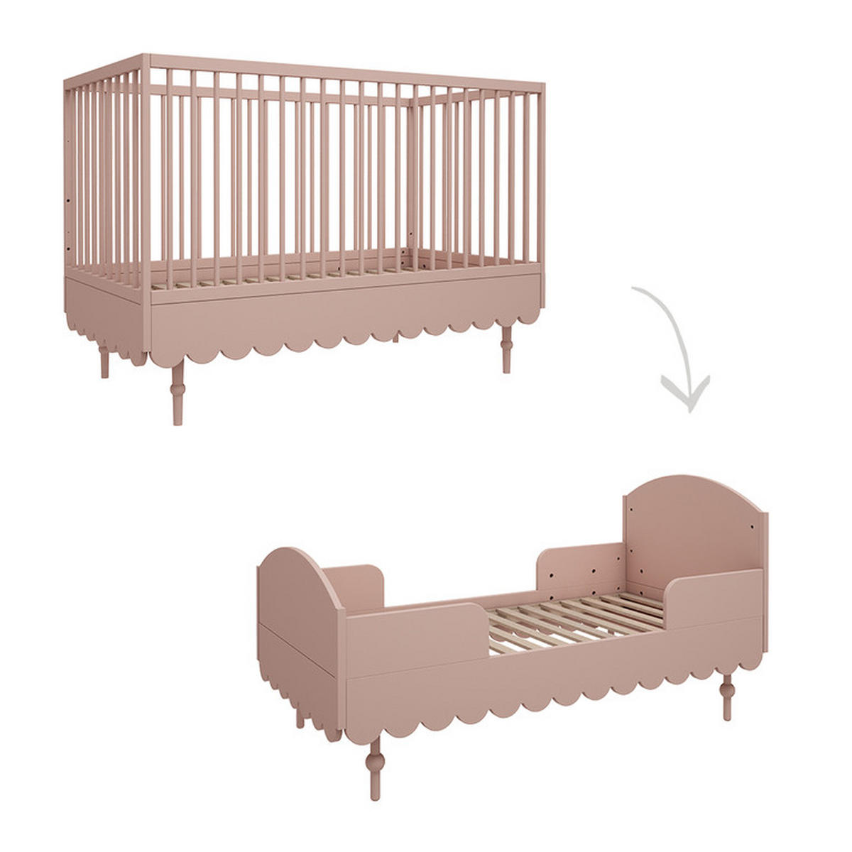 POKOJ PRO MIMINKO 3DÍLNÝ Babushka Rose - růžová, kompozitní dřevo (145/99/75cm) - Petits-meubles