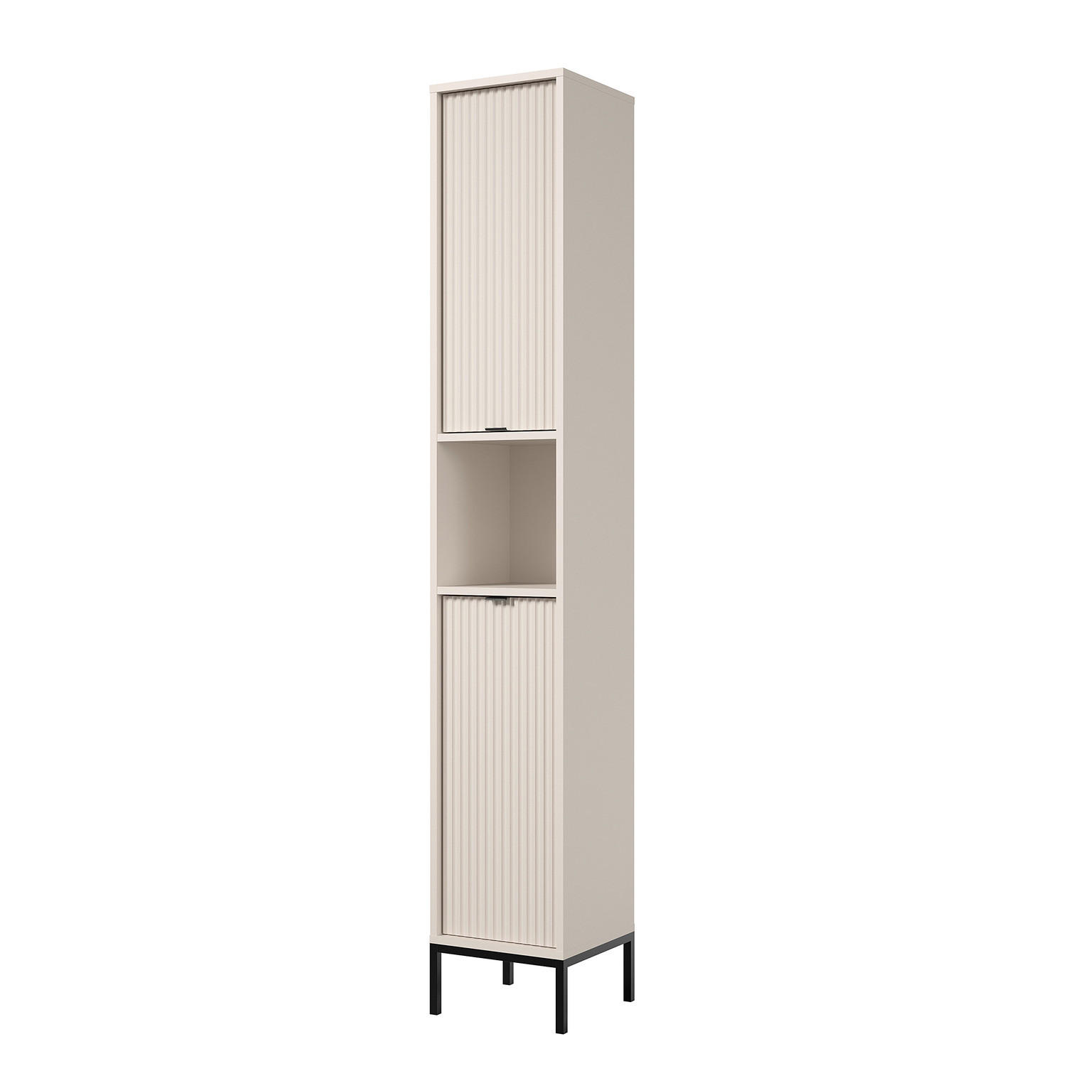 HOCHSCHRANK - MDF / Spanplatte - Kaschmir/Schwarz, Holzwerkstoff/Metall (32/195/32cm) - home24