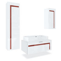 BADMÖBELSET Aloha Absetzungen in Bordeaux Hochglanz - Bordeaux, Holzwerkstoff (200/193/51cm) - Vladon