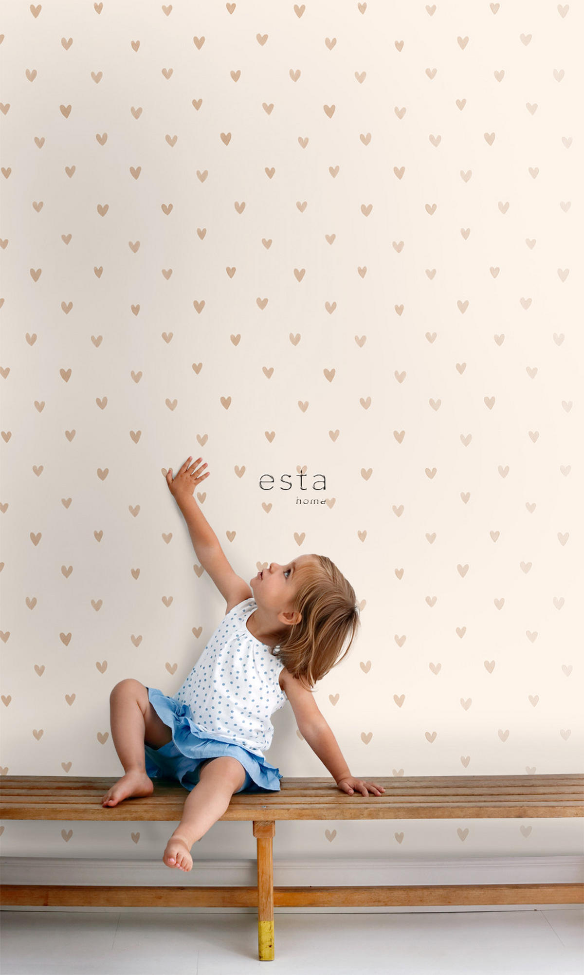 TAPETE Herzchen 53 cm x 10.05 m - Goldfarben, Papier (53/0.1cm) - ESTAhome