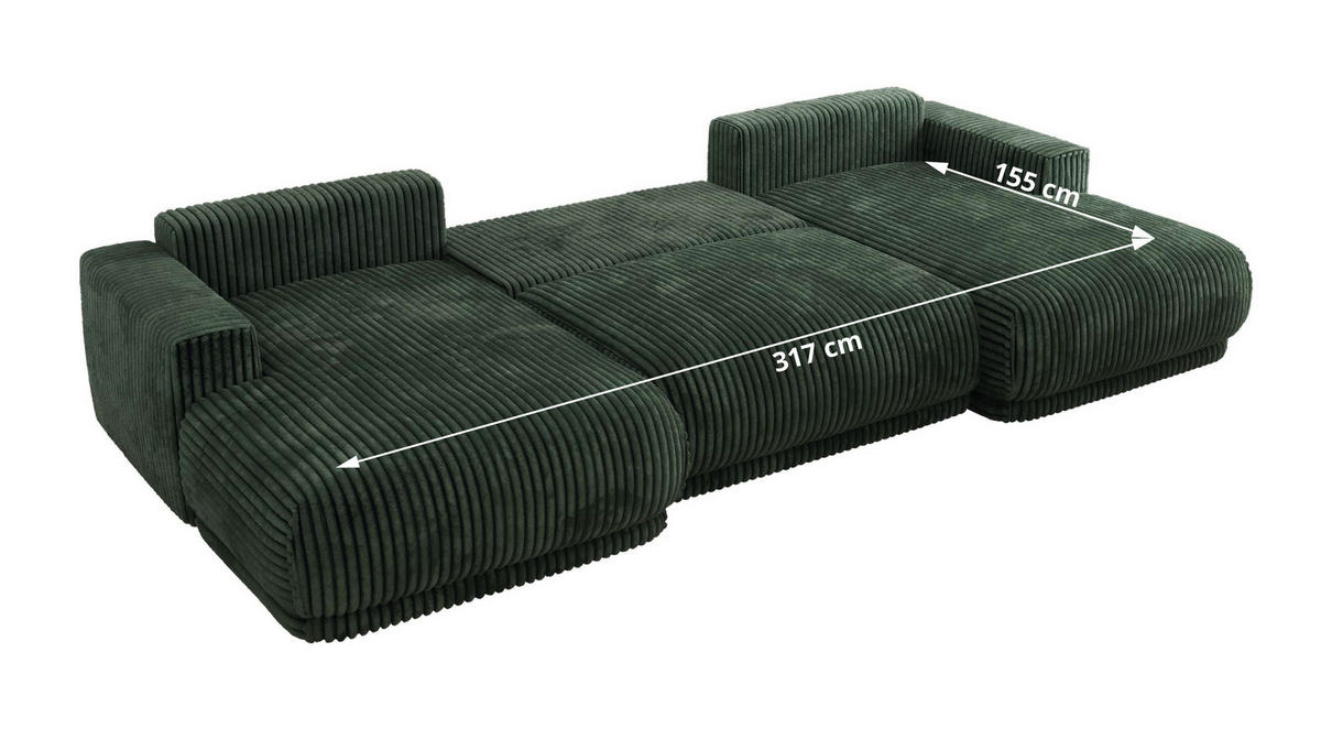 SEDACIA SÚPRAVA RINA U Tmavozelená Menčester - čierna/tmavozelená, textil/plast (360/85/170cm) - MKS