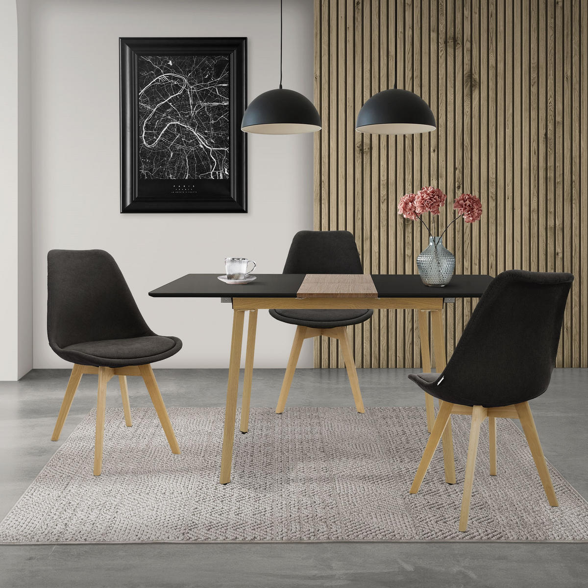 ESSTISCH schwarz 140/70/77 cm - Schwarz, Holzwerkstoff (110/75/76.5cm) - ML-DESIGN