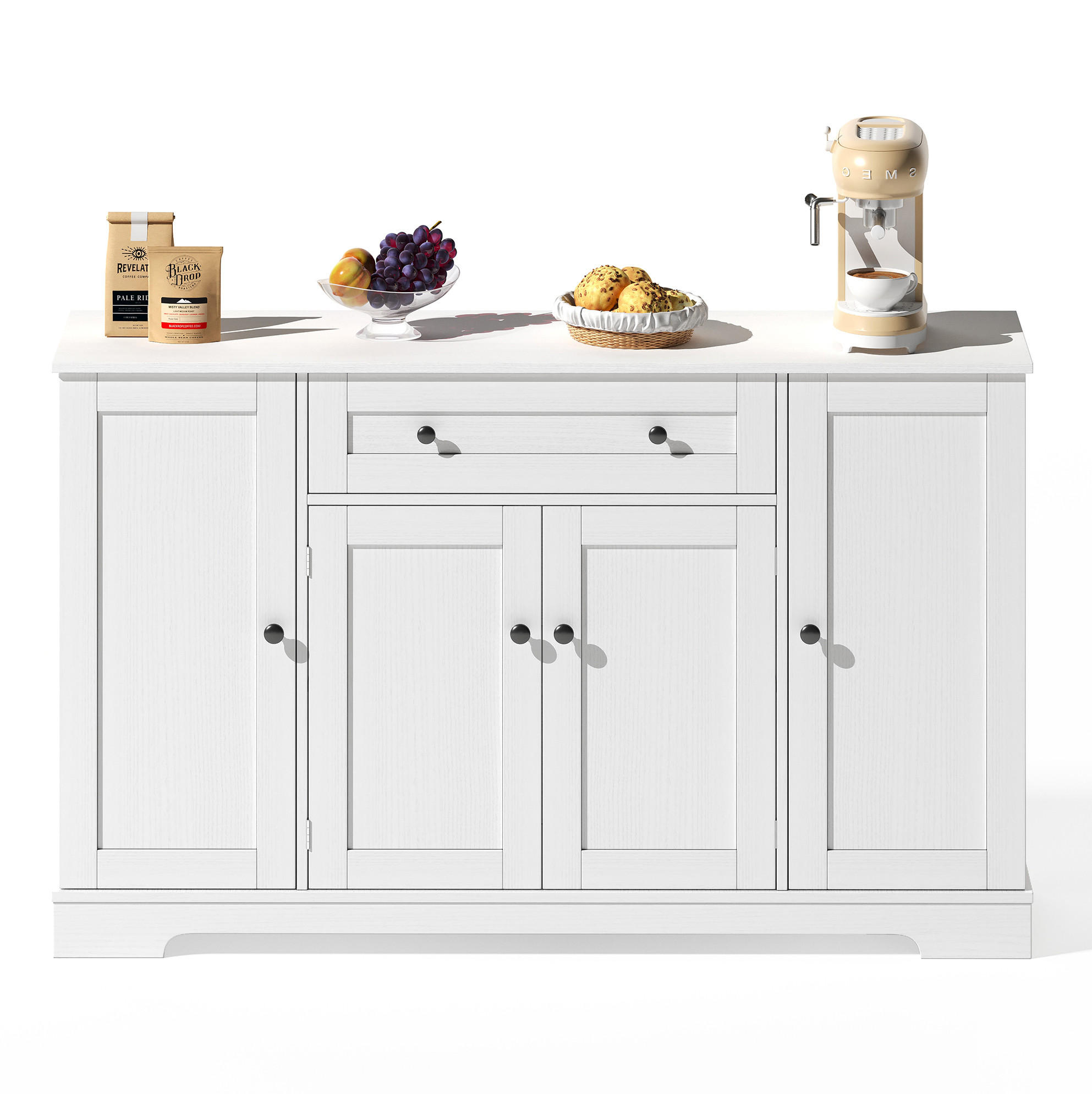 SIDEBOARD 138 cm Weiß aus MDF mit Schublade - Weiß, Holzwerkstoff (40/85/138cm) - OKMYHOME