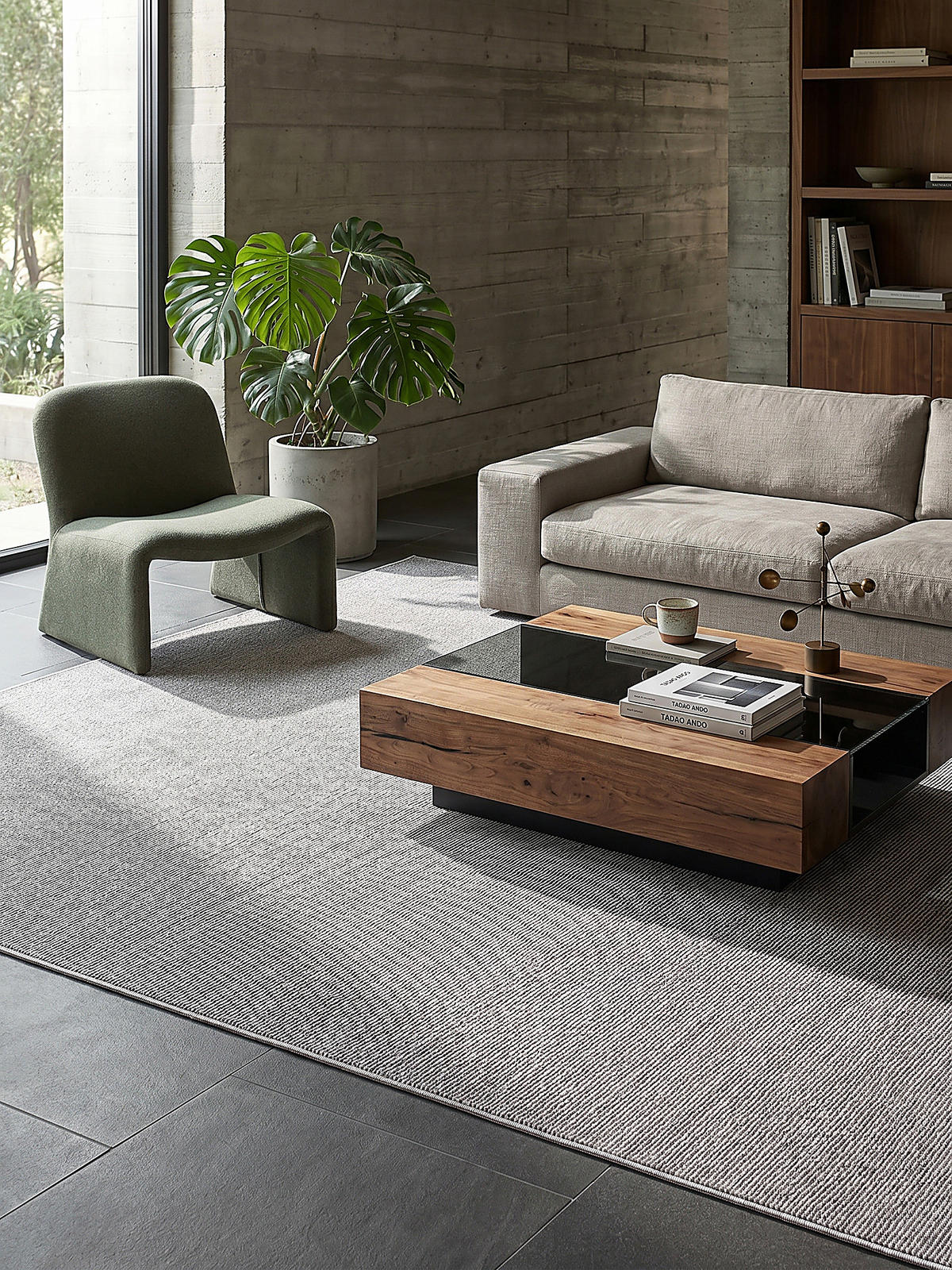 TEPPICH Niederflor Uni COLFOSCO Polypropylen Beige 133 x 133 cm - Grau, Textil (160/230cm) - KADIMA DESIGN