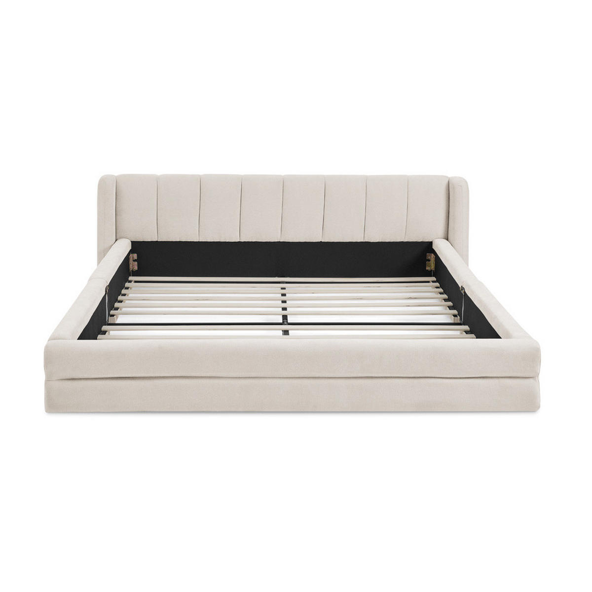 POLSTERBETT 160/200 cm Beige aus Chenille mit ergonomischem Kopfteil - Beige, Kunststoff (160/200cm) - OKWISH