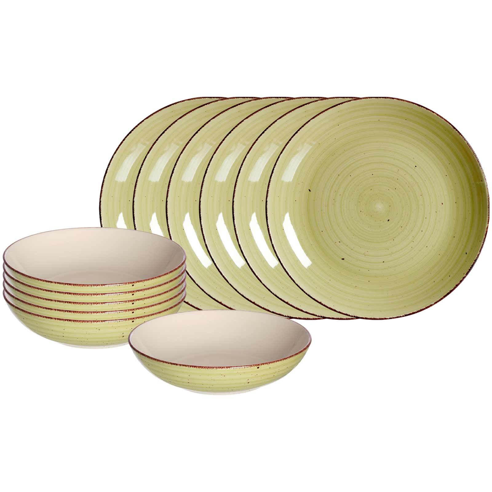 TAFELSERVICE Happy grün 12er Set - Grün, Keramik (2/2/2cm) - Ritzenhoff Breker