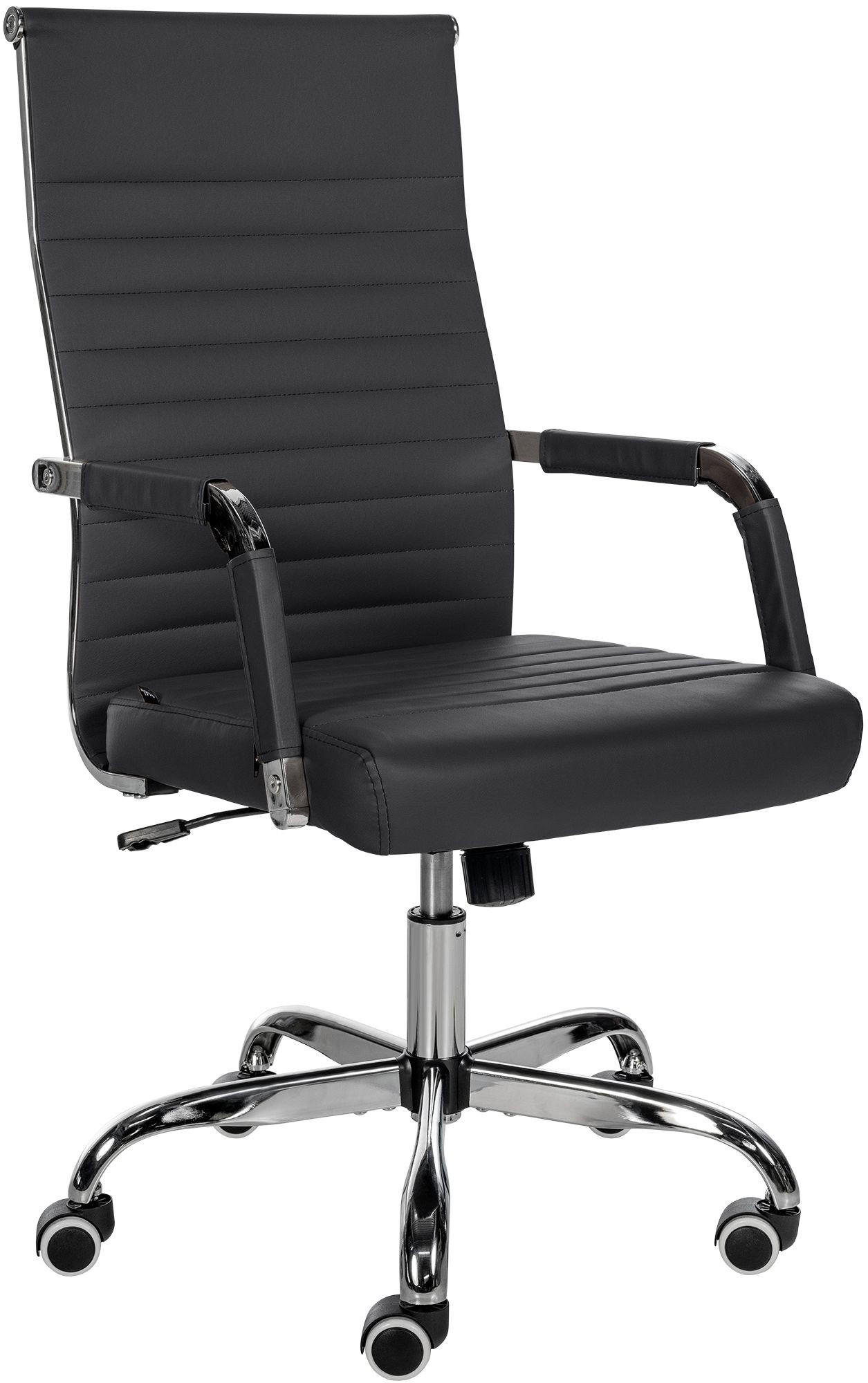 DREHSTUHL Lederlook schwarz - Schwarz, Textil/Metall (51/98/63cm) - CLP