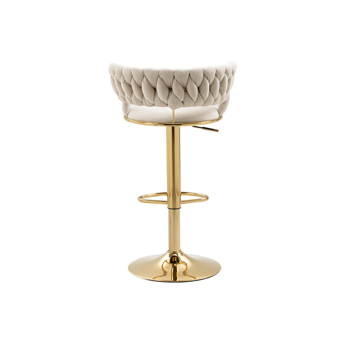 BARHOCKER 2er-Set 360° drehbar mit Samtbezug - Creme, Textil (54/78/46cm)