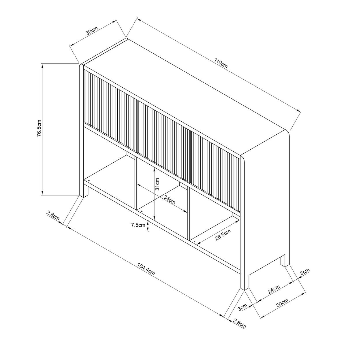 KOMODA Lukkodso - barva dubu, kompozitní dřevo (110/76.5/30cm) - [en.casa]