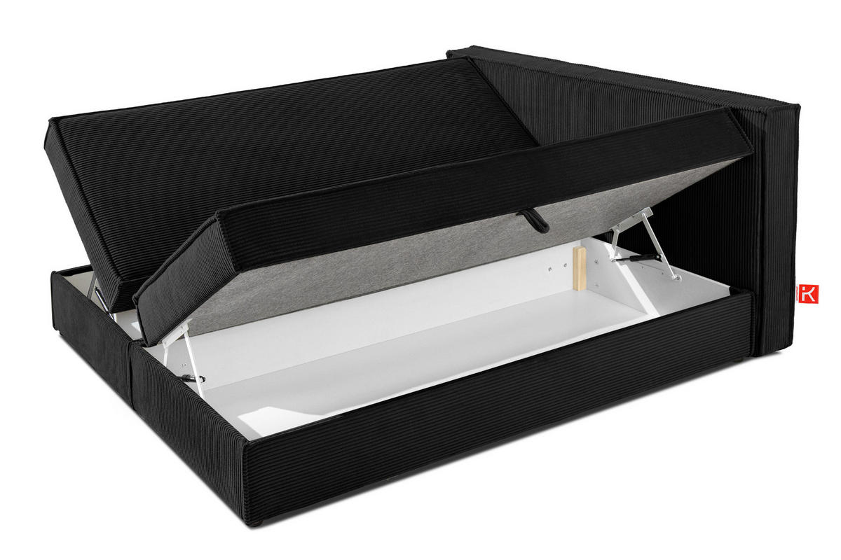 BOXSPRINGBETT ROTI mit Stauraum, schwarz - Schwarz, Holz/Holzwerkstoff (160/200cm) - KONSIMO®