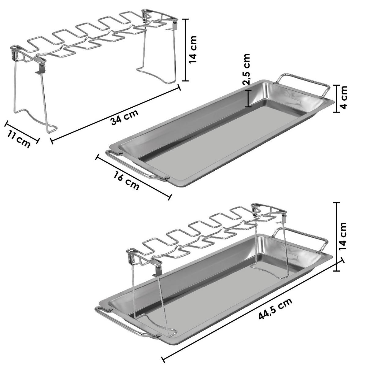 HÄHNCHENSCHENKEL-HALTER 4er Set, silber - Edelstahlfarben, Metall (44.5/4/16cm) - bremermann