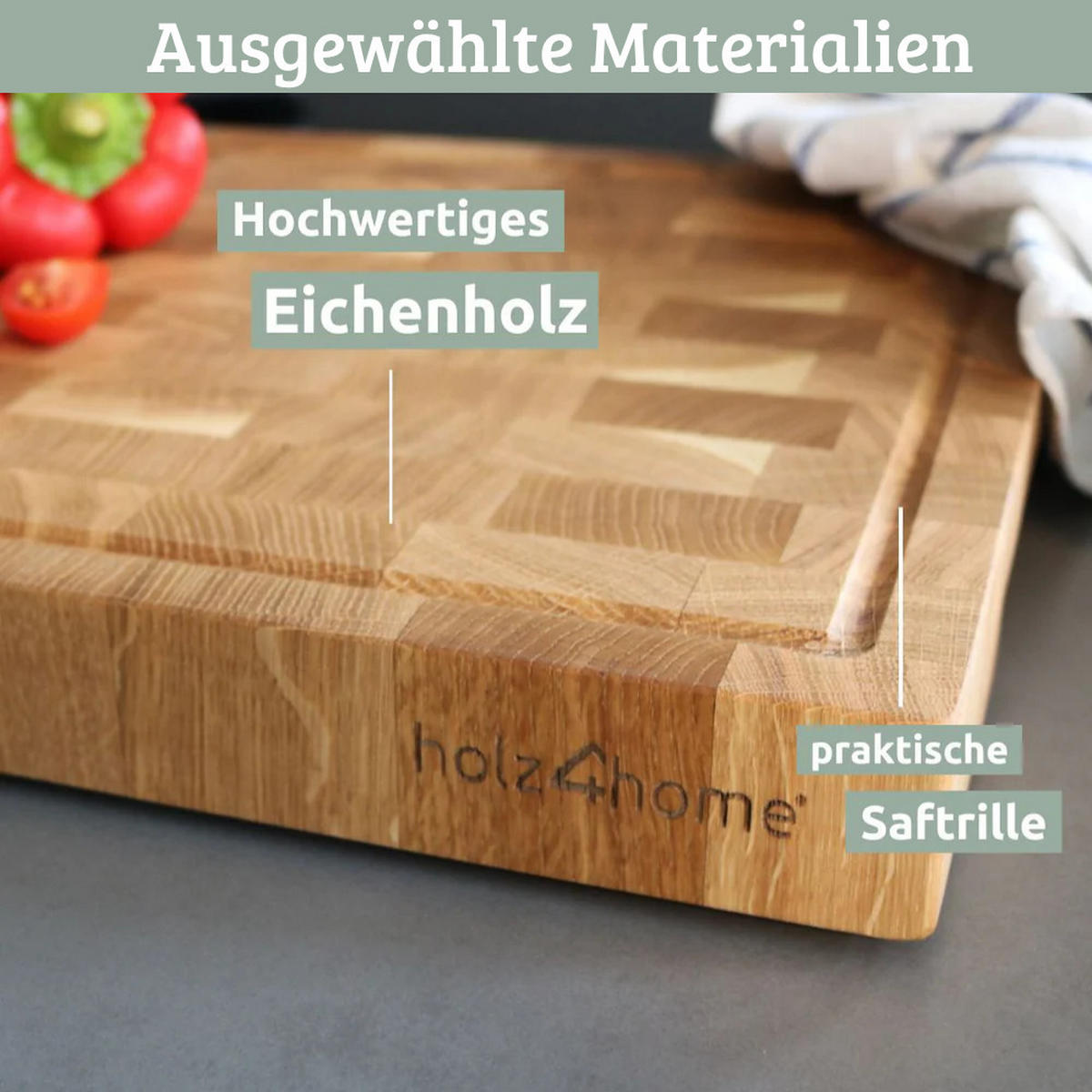 SCHNEIDEBRETT Holz groß EYGO klingenschonend 40x30x2,5 cm - Braun, Holz (40/30cm) - DELUKE