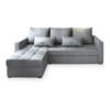 ECKSOFA KOS PIK M Hellgrau Velours-Stoff mit Schlaffunktion - Hellgrau, Holz (220/140cm) - MASSENO