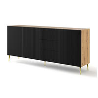 KOMMODE Artisan Eiche, Schwarz, Gold 200/87/42 - Schwarz, Holzwerkstoff (200/87/42cm) - RAUMHIRSCH FURNITURE